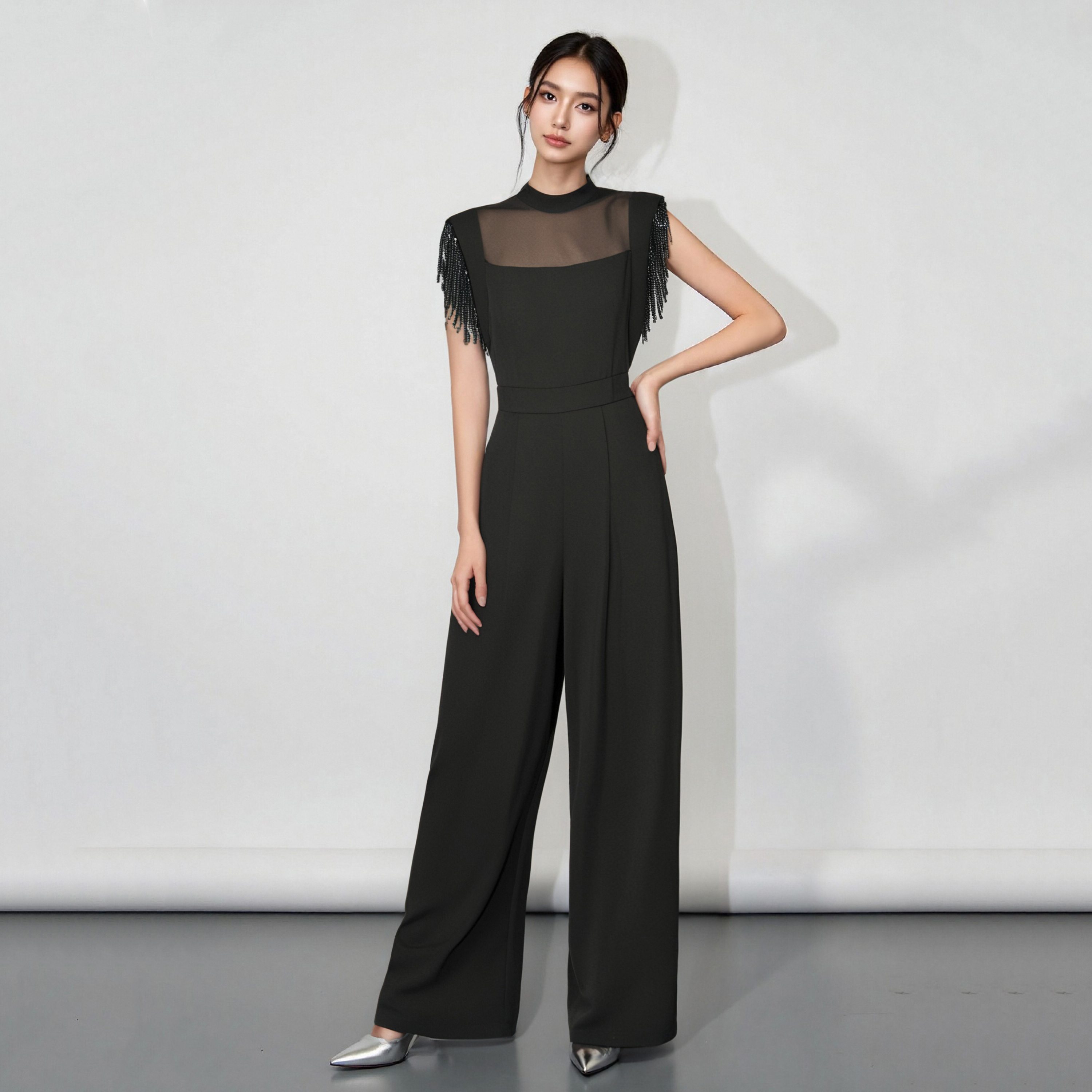 「玛雅女神」网纱流苏连体裤显瘦收腰复古SHBZXP641374 nnassa