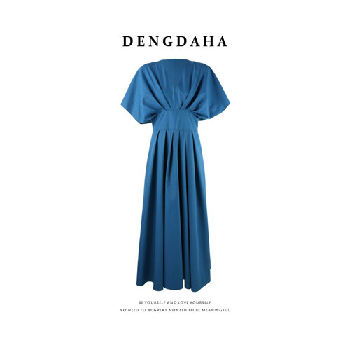 DENGDAHA「大哈」都市通勤风 简约素雅百搭短袖连衣裙HBZXP710436
