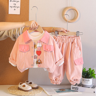 女童春季套装2026新款儿童巨好看春装三件套女孩宝宝工装漂亮衣服