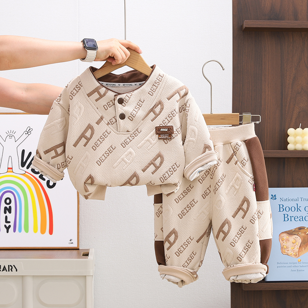 男童秋装儿童卫衣套装2025新款洋气小童分体衣服男孩宝宝三件套潮