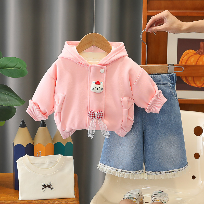 女童春装套装1一3岁女宝宝洋气外套小女孩春秋三件套搭配整套衣服