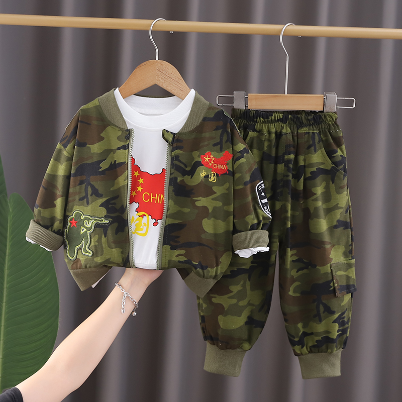 儿童秋装迷彩服男童秋季套装特种兵宝宝男孩小童表演服军训三件套