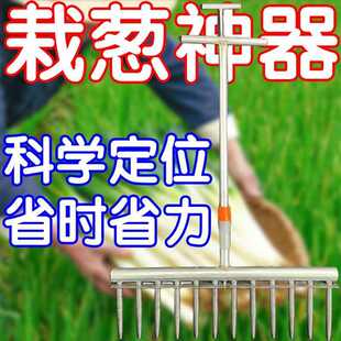 栽葱神器大葱叉子单排打孔种植器自动压土打眼移栽扎眼农用工具