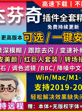 达芬奇全套插件教程调色蓝宝石bcc红巨人星滤镜转场lut降噪软件