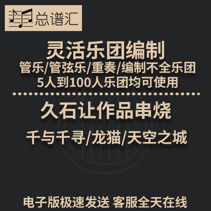 久石让作品串烧龙猫 千与千寻 天空之城 灵活乐团编制总谱分谱MP3