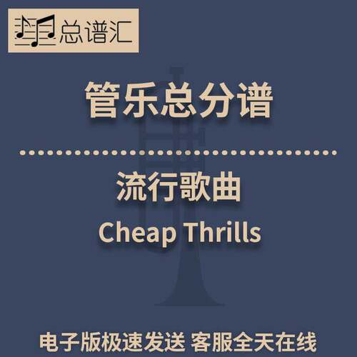 流行歌曲改编Cheap Thrills3级 管乐合奏 总谱分谱 总分谱 MP3
