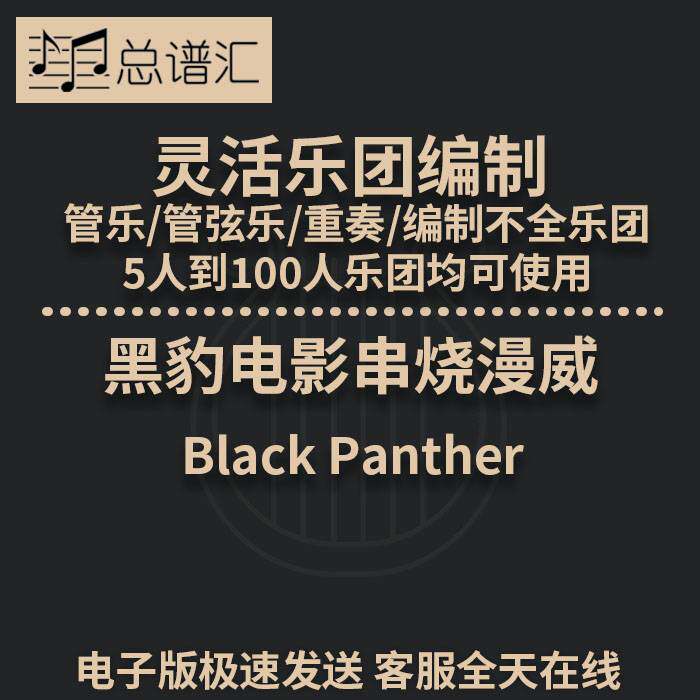 黑豹电影串烧2.5级 漫威 灵活乐团 管乐管弦乐重奏总谱分谱MP3