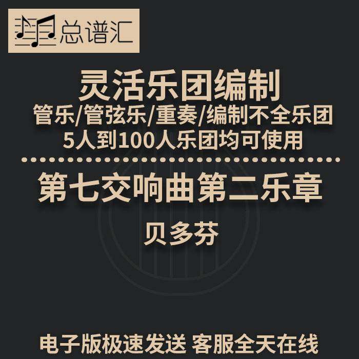 2.5级贝多芬第七交响曲第二乐章灵活管乐管弦乐重奏总谱分谱MP3