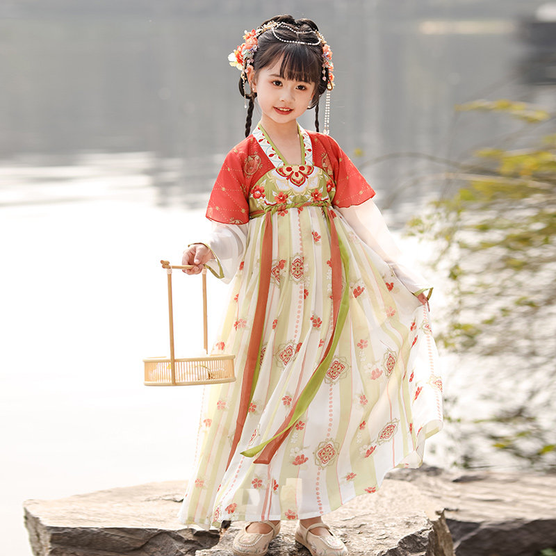 汉服女童春款2026新款古风小女孩古装国风超仙舞蹈服装公主连衣裙