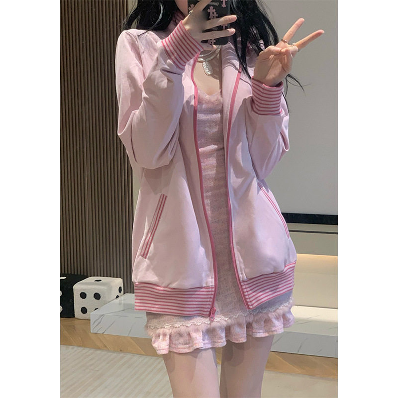 美式少女拉链棒球服外套+仙甜辣时尚套装