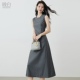 新款 修身 显瘦正式 晚白格雷系早8神裙2026春季 场合通勤无袖 连衣裙