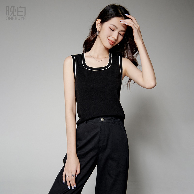 晚白高弹修身内搭针织背心