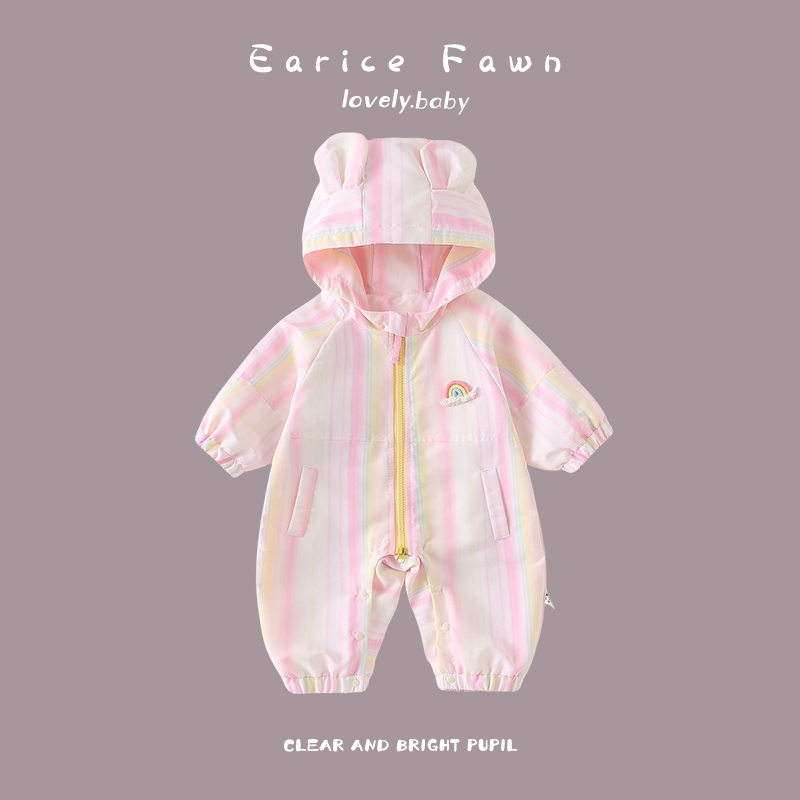 滿月小寶寶春秋季爬服嬰兒衣服幼兒百天可愛超萌連體衣外出周歲服