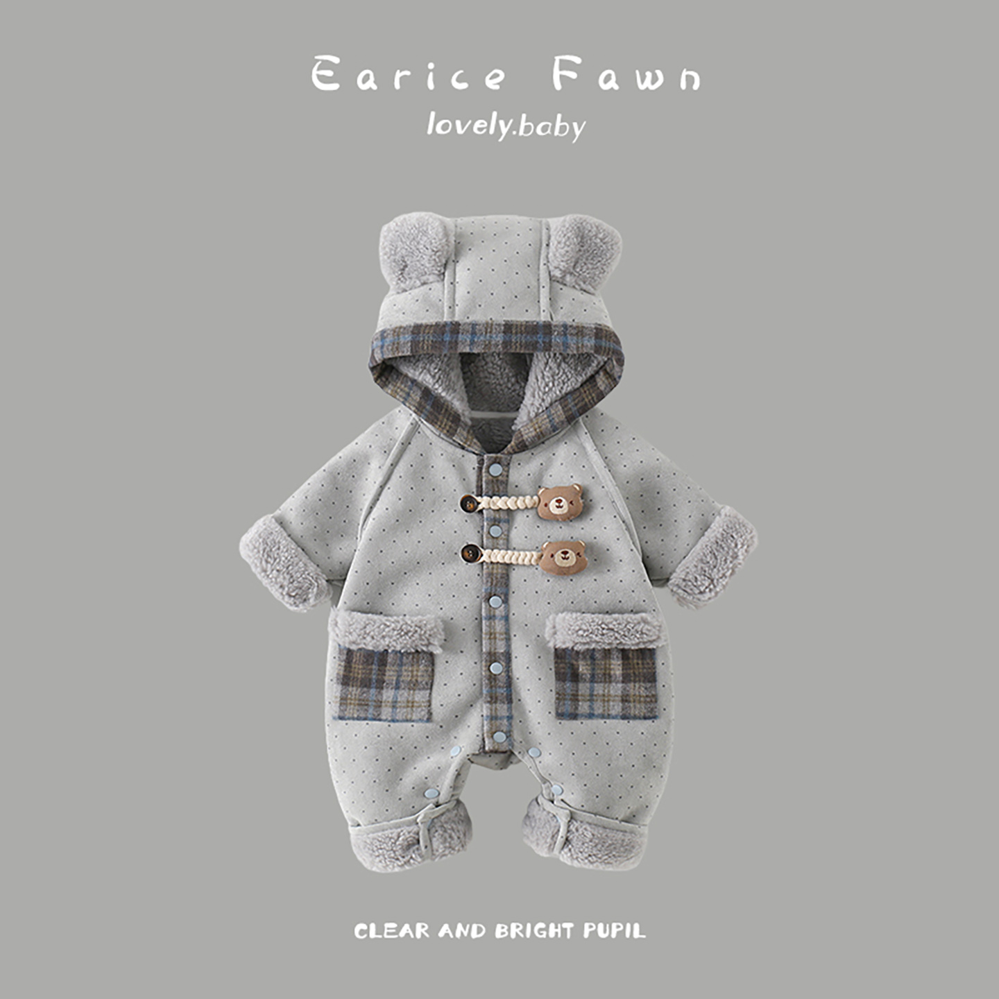 冬装男女宝宝夹棉连体衣保暖加绒加厚外出服婴儿外套冬季衣服爬服