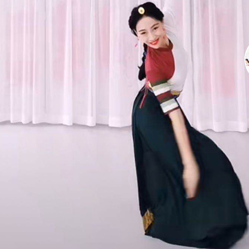 夏辉老师我的九寨抖音同款上衣藏族舞蹈演出表演服装定做女半身裙