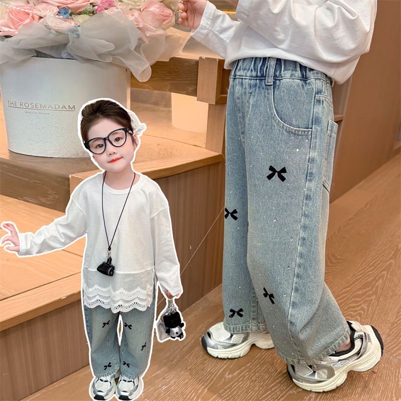 女小童牛仔裤春秋小脚裤炸街小朋友童装经典洋气女童萌娃流行新品