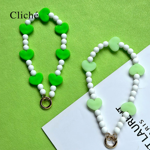 CLICHE手机壳配件时尚个性夜光艺术彩色硅胶珠手提链条挂饰