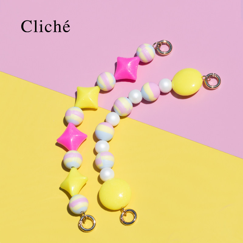 CLICHE 手机壳适用苹果配件挂绳手机链 挂饰串珠个性艺术原创手提链ins多巴胺手工挂链