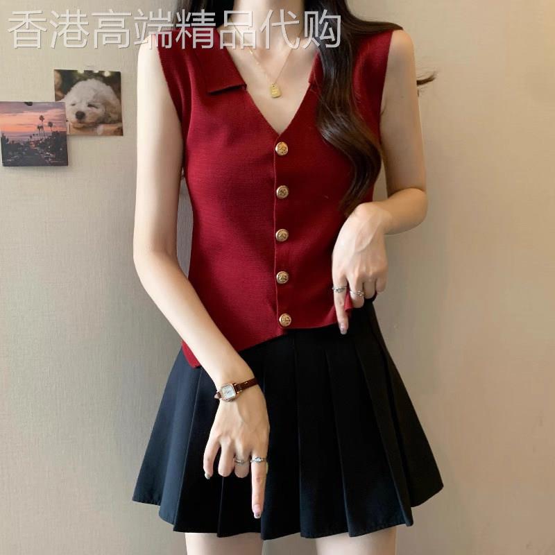冰丝无袖T恤女外穿夏季2026新款薄修身大尺码高级设计感V领背心上