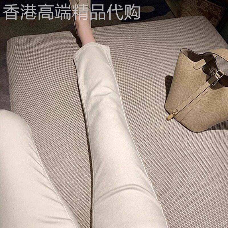白色直筒牛仔裤女春秋2026新款高腰显瘦小个子休闲垂感九分烟管裤