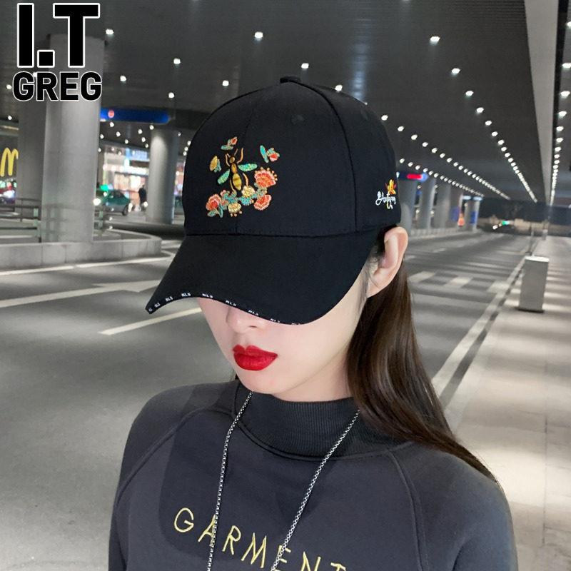 香港I.Tgreg帽子女韩版潮百搭鸭舌帽新款网红春小蜜蜂刺绣棒球帽