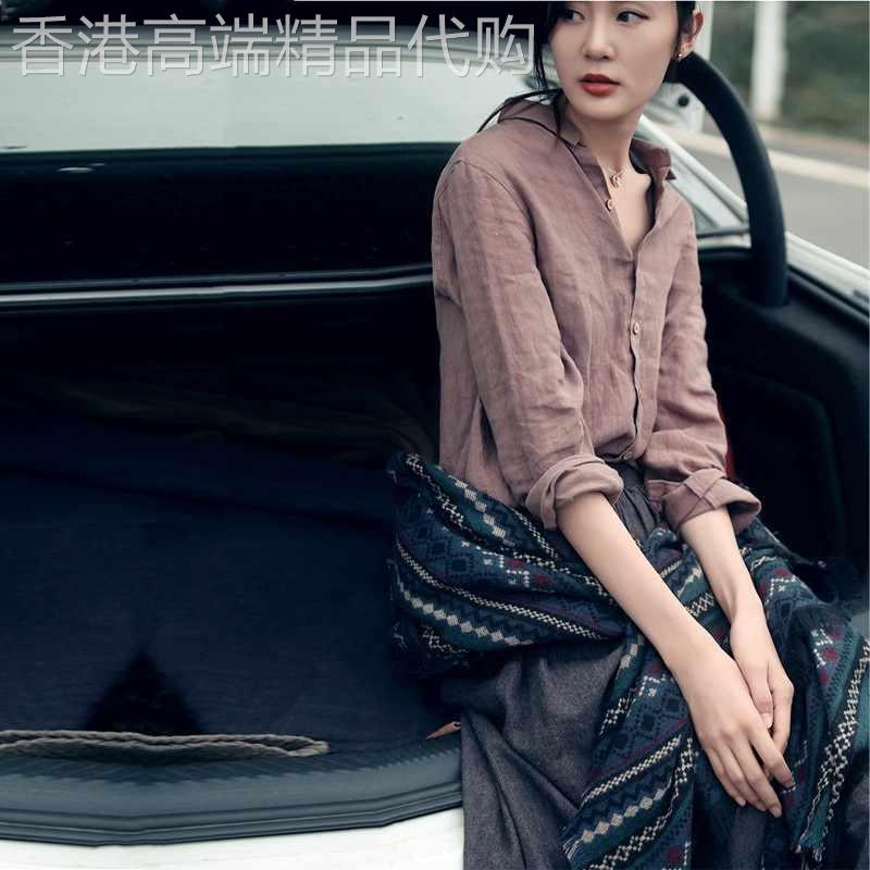 棉麻长袖衬衫女春秋新款韩版百搭打底衫休闲宽松显瘦小众衬衫上衣