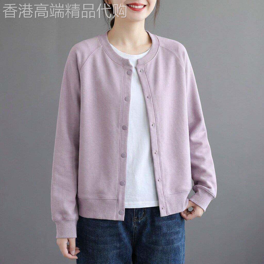 复古圆领棒球服外套女春秋季2026年新款开衫上衣宽松显瘦外搭卫衣
