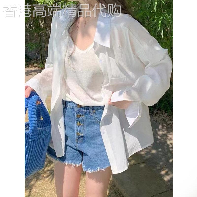 日系冰丝防晒衬衫女2025新款夏季薄款法式高级感宽松长袖开衫上衣