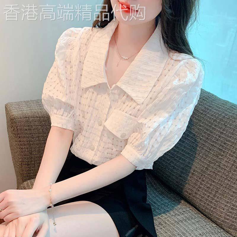 白色雪纺衬衫女2026新款夏季法式高级感轻奢减龄洋派时尚短衬衫上
