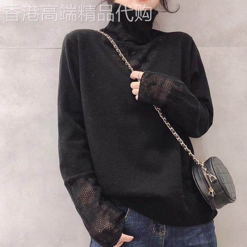【羊绒】打底衫女秋冬内搭2025新款高领覆古宽松蕾丝边毛衣配大衣