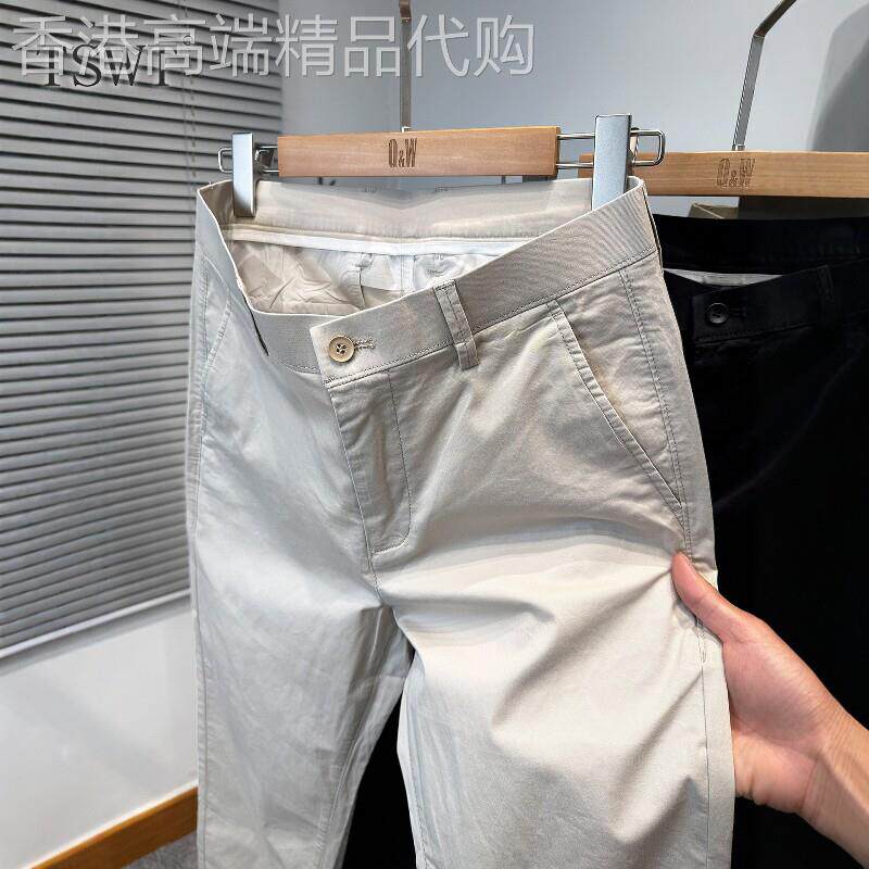 高端九分休闲商务西装裤男士春秋新款高级棉宽松户外透气直筒长裤