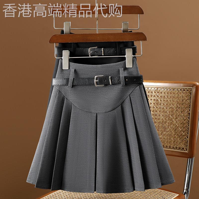 法式灰色减龄JK百褶短裙女2026年春秋季小个子高腰显瘦A字半身裙