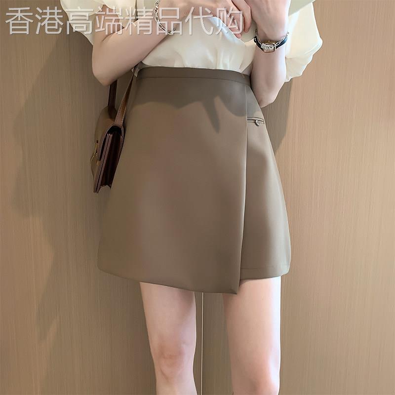 潮牌一片式卡其色短裙女夏新款设计感小众高腰a字包臀西装半身裙