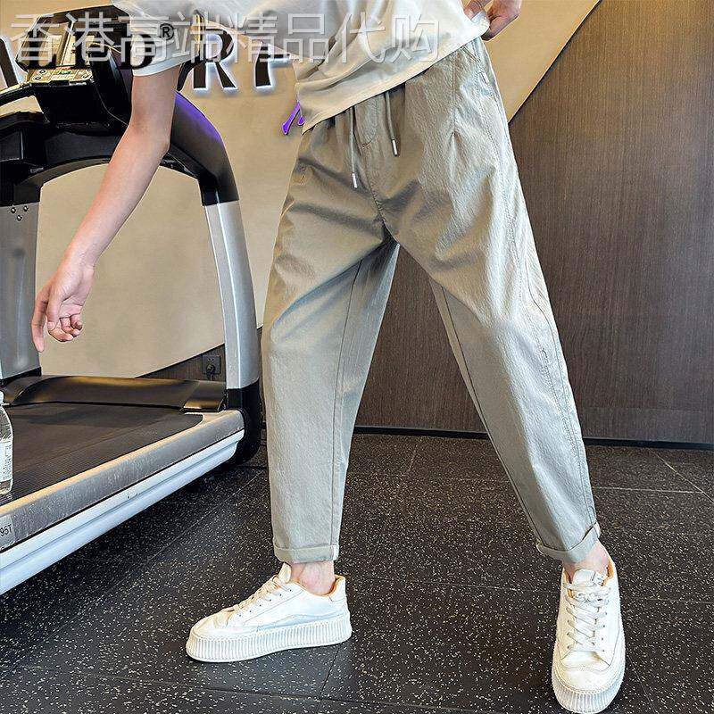 高端速干小脚休闲裤男士夏季2026新款薄款纯色直筒九分裤男款长裤