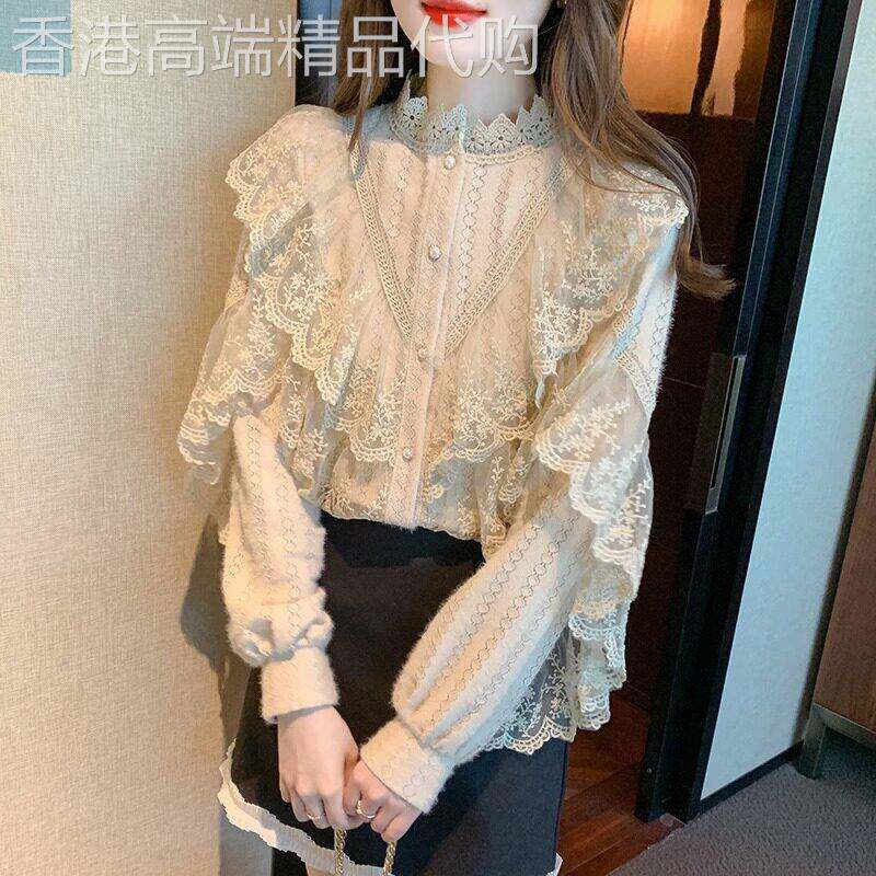 蕾丝打底衫女春秋2025年新款时尚洋气内搭设计感小众衬衫长袖上衣