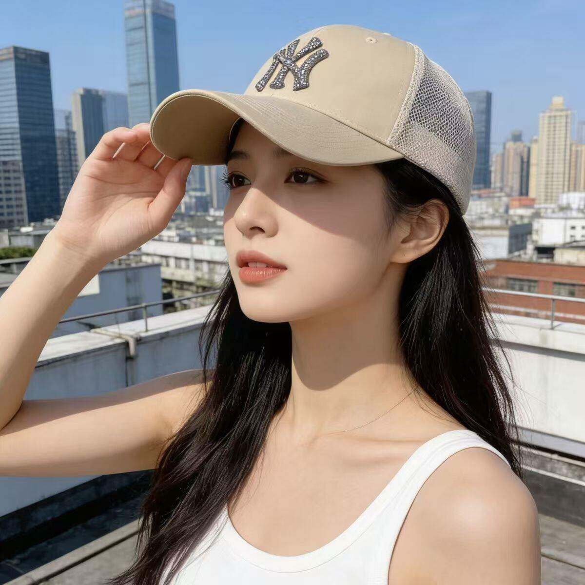 韩版女闪钻棒球帽新款丝光遮阳帽休闲百搭潮人鸭舌帽子春夏时尚