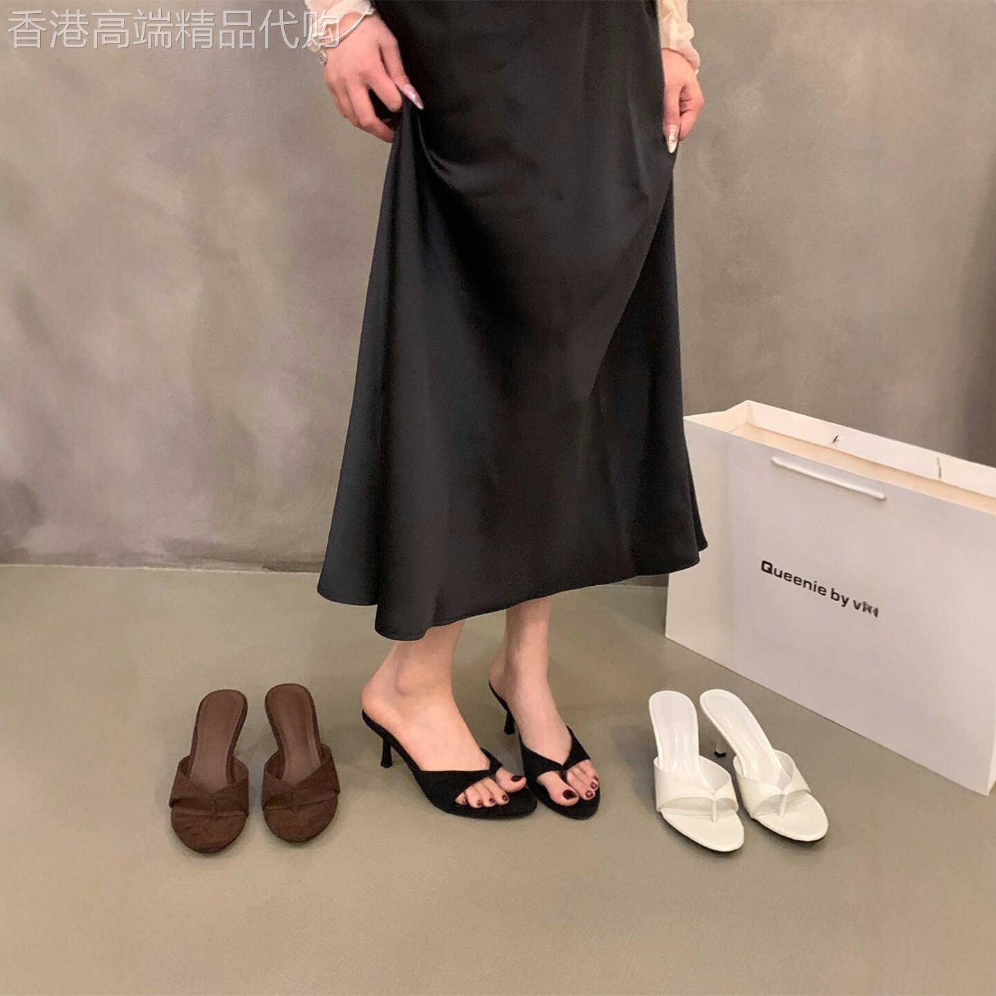 潮牌法式气质高跟夹脚人字拖鞋女鞋子外穿2025夏季配裙子凉拖凉鞋