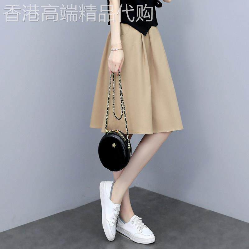 卡其色棉麻半身裙女中长款2026夏季新款修身显瘦减龄亚麻a字裙子