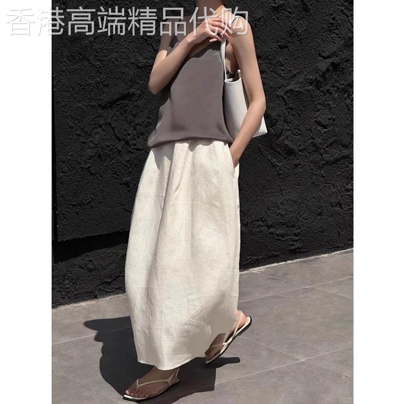 不挑人不挑搭配！亚麻半身裙女夏季新款复古气质显瘦中长版a字裙