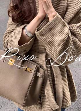 RIXO DORE法式系带收腰毛衣针织开 衫高级感秋冬小香风显瘦外套女
