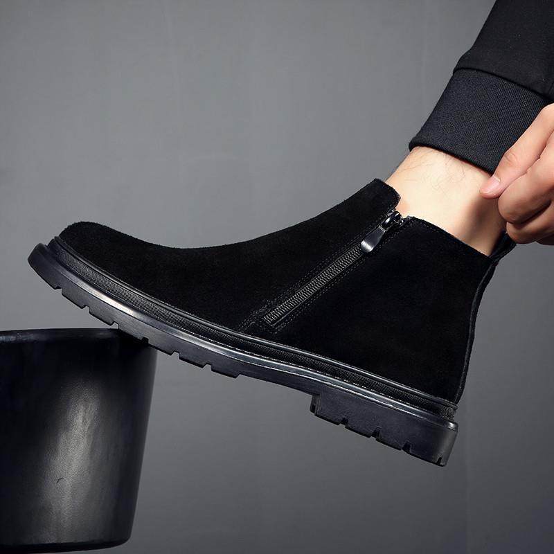 马丁靴男高帮秋冬轻奢2025新款中帮真皮切尔西靴黑色休闲皮鞋男款