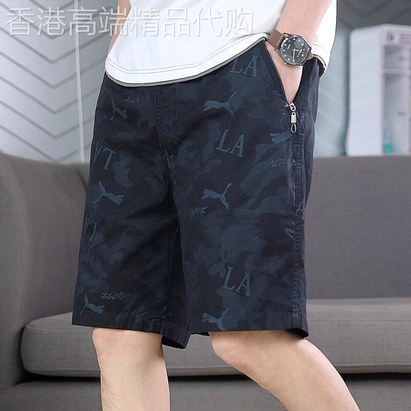 香港蓝黑色纯棉短裤男夏季薄款休闲裤拉炼口袋宽松直筒五分五分裤