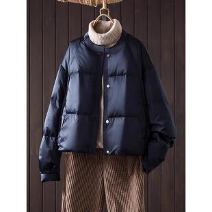 时尚黑色短款羽绒服女2025年冬季新款高端气质圆领显瘦白鸭绒外套