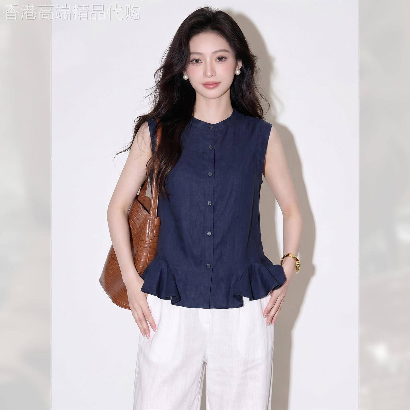 独特超好看V领无袖衬衫背心女装夏季2026年新款绝美精致上衣洋派