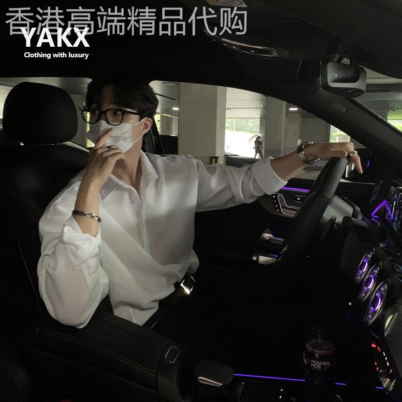 那不勒斯白衬衫男士长袖早秋夏季高级感痞帅冰丝短袖衬衣外套男款图片