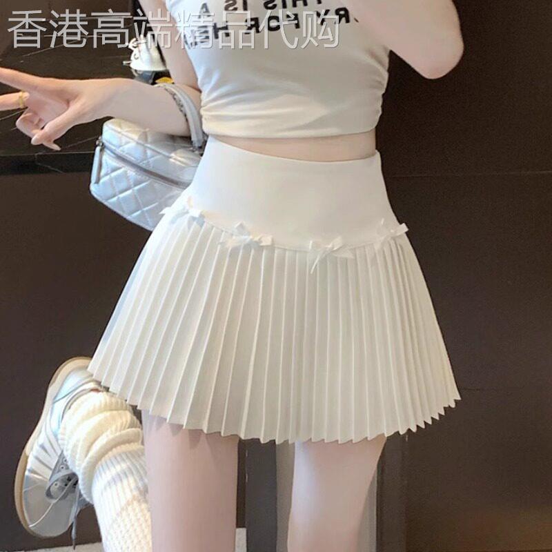 白色半身裙女春秋薄款2026新款高腰a字显瘦短裙小个子西装百褶裙