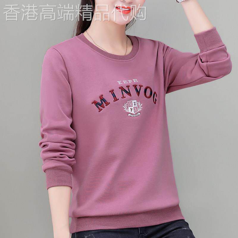 春装圆领卫衣女春秋薄款2026新款爆款女士休闲风减龄洋气休闲上衣