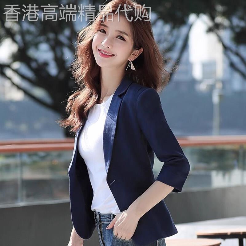 薄款七分袖小西装女2026夏季新款短款休闲棉麻外套透气显瘦小西服