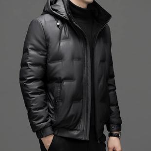 冬季真皮羽绒服男加肥加大码绵羊皮衣皮夹克宽松胖子肥佬商务外套