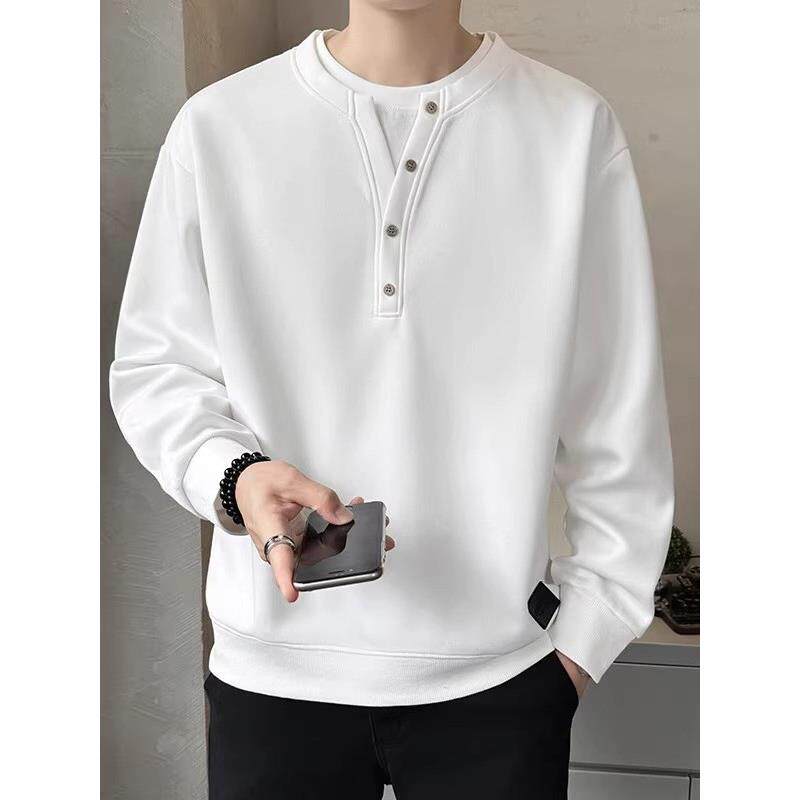 ZaSaFran~假两件卫衣男高级感潮牌简约打底衫宽松休闲重磅长袖t恤